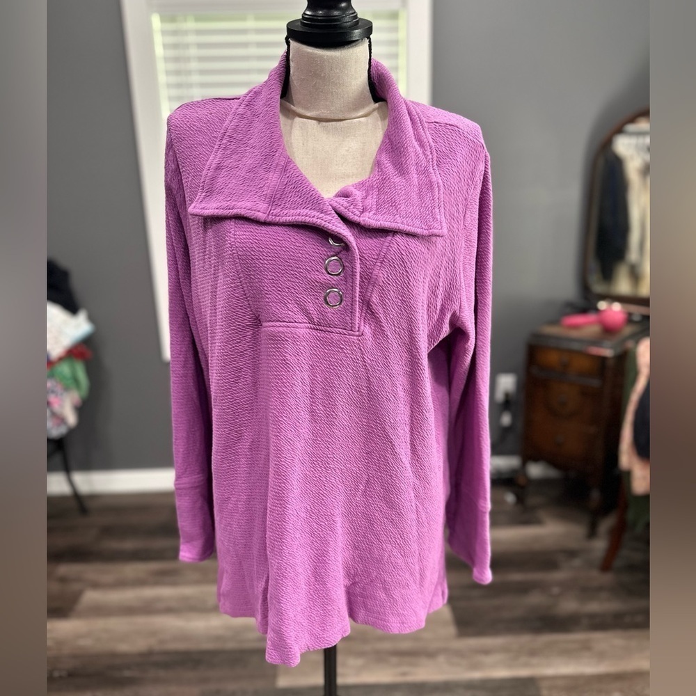Soft Surroundings Top Women XLarge Carlile Iris Orchard Gauze Texture Pullover
